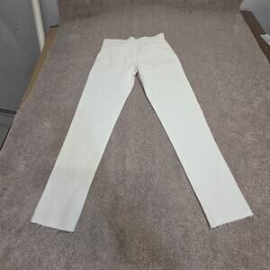 GAP 1969 Girlfriend Mid Rise White Jeans Size 29 8 Raw Hem Cropped Denim